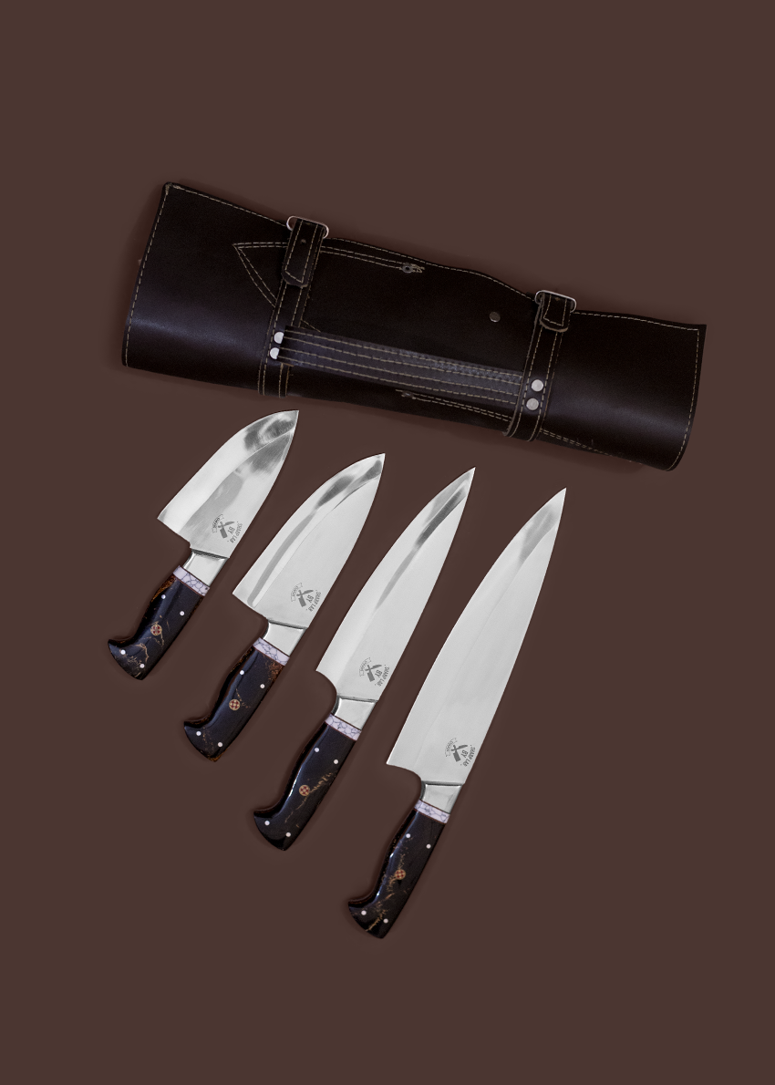 Black Marble 4-Piece J2 Steel Chef Knife Set