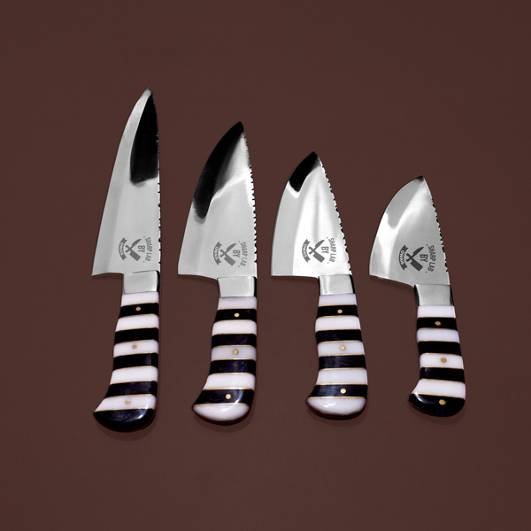 Black & White Zebra 4-Piece J2 Steel Butcher Knife Set