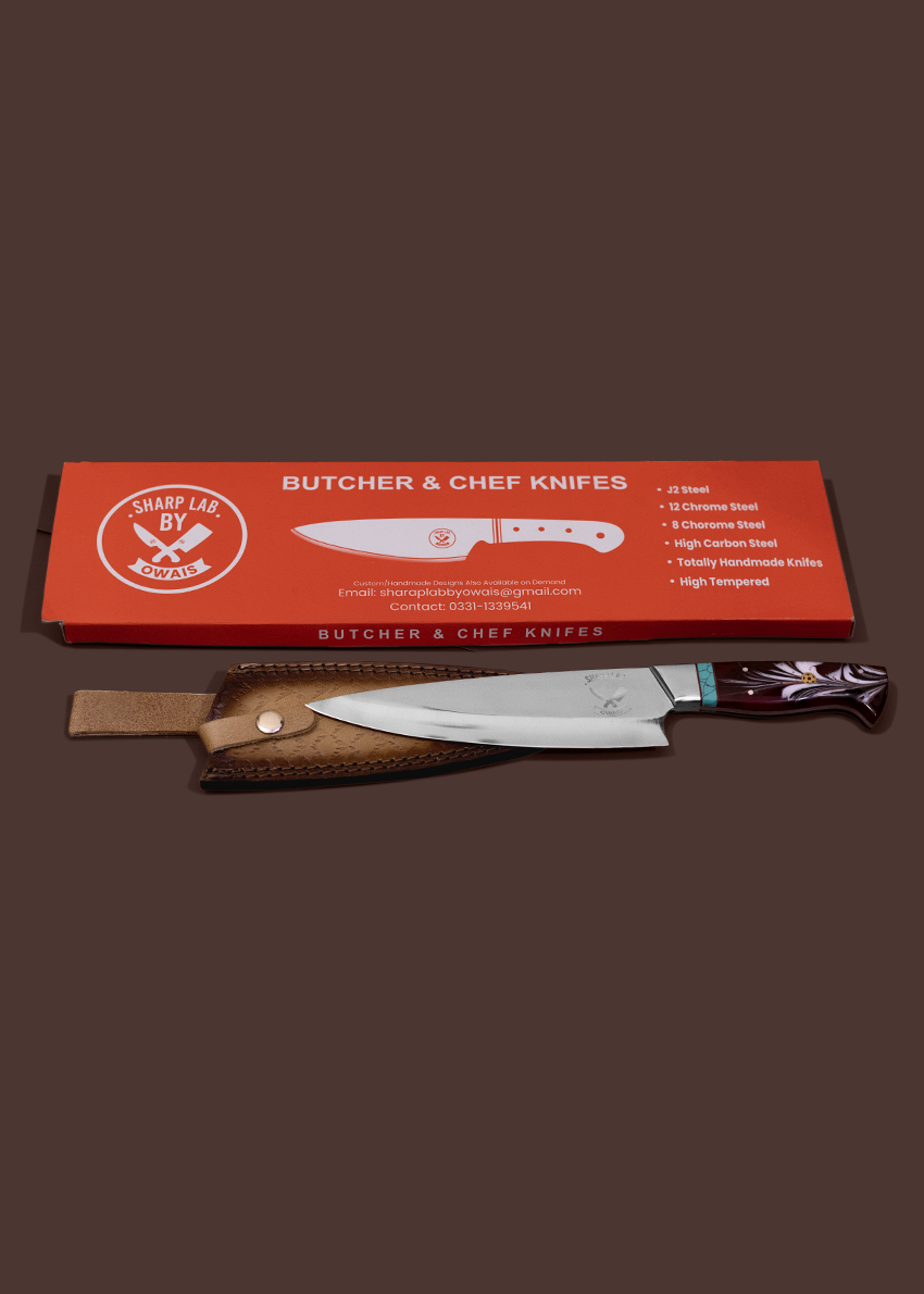 Red Champion 8-Inch J2 Steel Butcher Knife